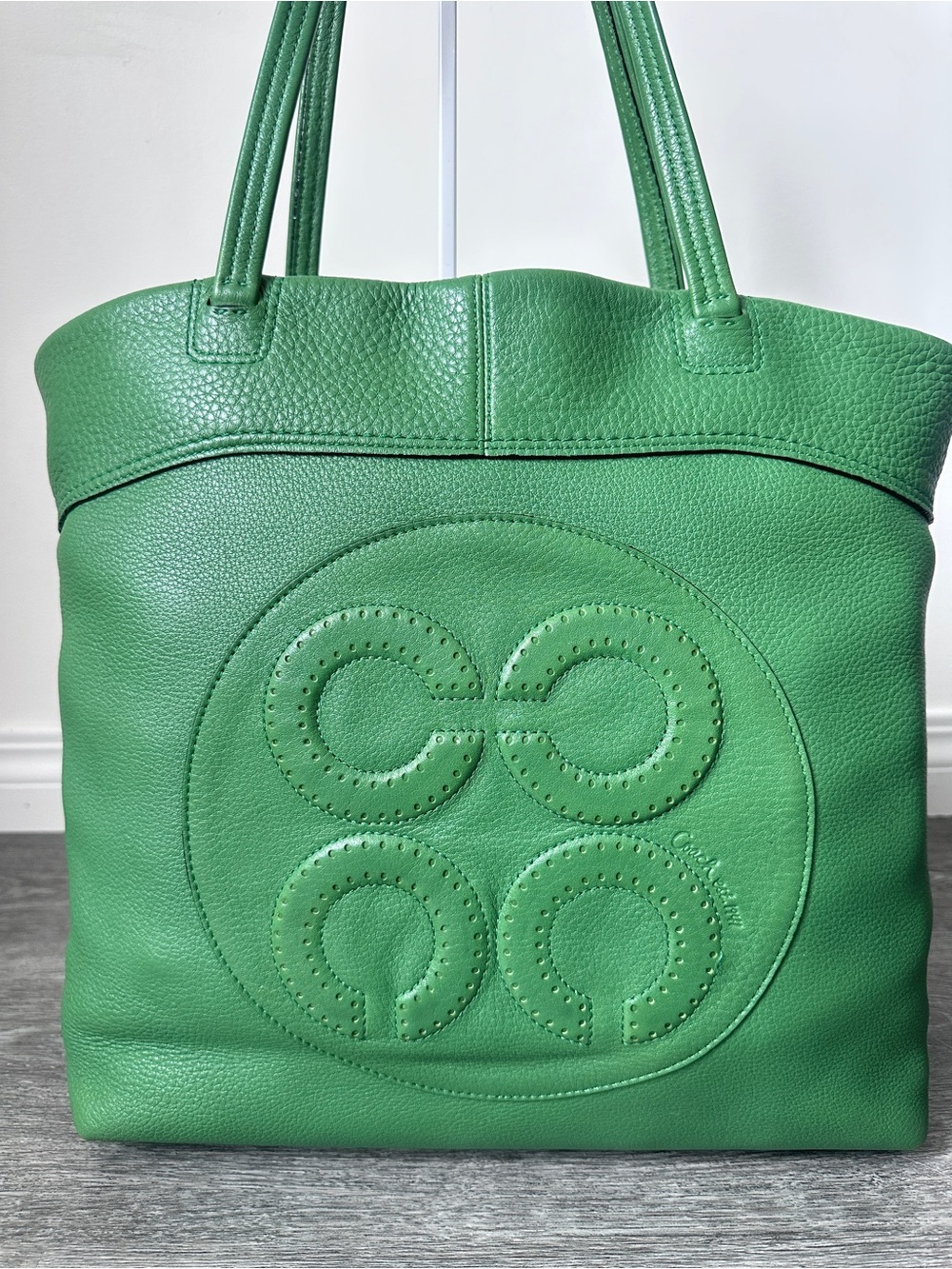 Coach Op Art Shopper Leather Tote Bag